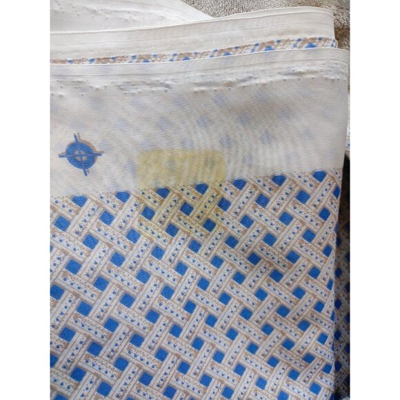 PRIMATEX FABRICS ~ Basket Weave Geometrical ~ Gold Blue on White BKGRND 2.7 YDS - Picture 4 of 4